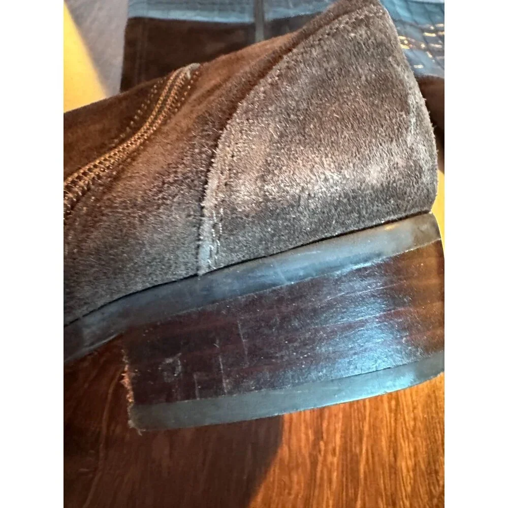 Marc Fisher Brown Leather Faux-Croc Trimmed Boots size 8‎ M
